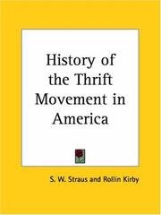 Cover of: History of the Thrift Movement in America by S. W. Straus