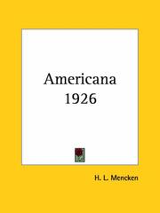 Cover of: Americana 1926 | H. L. Mencken