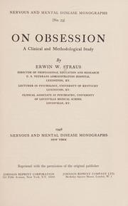 Cover of: On Obsession: A Clinical and Methodological Study/Nervous and Mental Disease Monograph Series, No 73 (Psychology)
