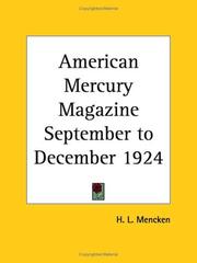 Cover of: American Mercury Magazine, September to December 1924