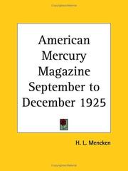 Cover of: American Mercury Magazine, September to December 1925