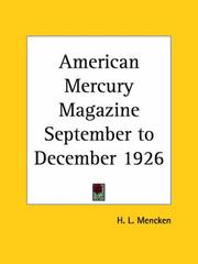 Cover of: American Mercury Magazine, September to December 1926