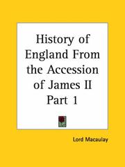 Cover of: History of England From the Accession of James II, Part 1
