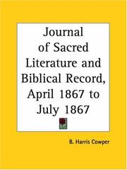 Cover of: Journal of Sacred Literature and Biblical Record, April 1867 to July 1867