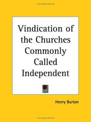 Cover of: Vindication of the Churches Commonly Called Independent