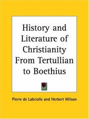 Cover of: History and Literature of Christianity From Tertullian to Boethius
