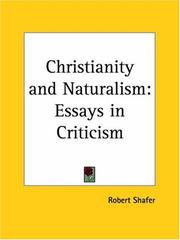 Cover of: Christianity and Naturalism by Robert Shafer