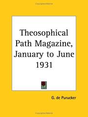 Cover of: Theosophical Path Magazine, January to June 1931 by G. De Purucker