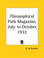 Cover of: Theosophical Path Magazine, July to October 1932 by G. De Purucker