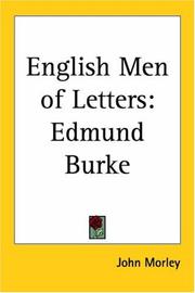 Cover of: English Men of Letters: Edmund Burke
