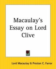 Cover of: Macaulay's Essay On Lord Clive by Thomas Babington Macaulay