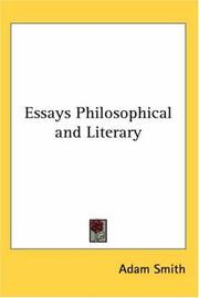 Cover of: Essays Philosophical and Literary by Adam Smith