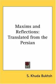 Cover of: Maxims And Reflections by S. Khuda Bukhsh