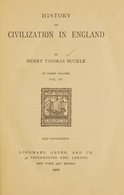 Cover of: History of civilization in England by 