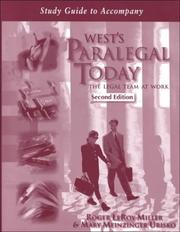 Cover of: Study Guide to Accompany West's Paralegal Today: The Legal Team at Work