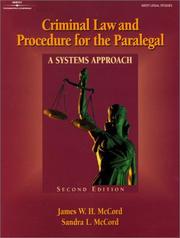 Cover of: Criminal law and procedure for the paralegal by James W. H. McCord