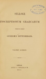 Cover of: Sylloge inscriptionum graecarum