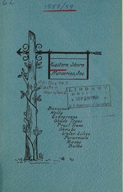 Cover of: Price list, fall 1958 - spring 1959 by Eastern Shore Nurseries