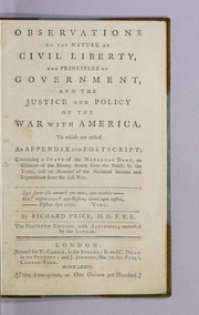 Cover of: Observations on the nature of civil liberty by Price, Richard