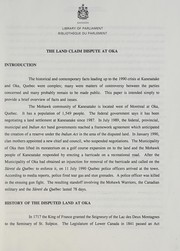 Cover of: The land claim dispute at Oka
