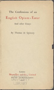 Cover of: The confessions of an English opuim-eater, and other essays