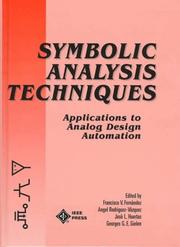 Cover of: Symbolic Analysis Techniques: Applications to Analog Design Automation