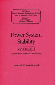 Cover of: Power system stability