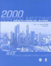Cover of: 2000 IEEE Power Engineering Society Winter Meeting: conference proceedings : 23-27 January 2000, Singapore