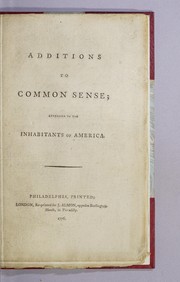 Cover of: Additions to Common sense: addressed to the inhabitants of America.