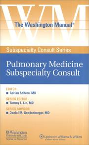 The Washington manual pulmonary medicine subspecialty consult by Adrian Shifren, Washington University School of Medicine Department of Medicine