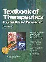 Cover of: Textbook of Therapeutics by Richard A Helms, David J Quan