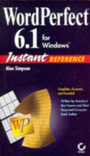 Cover of: Wordperfect 6.1 for Windows Instant Reference by Alan Simpson