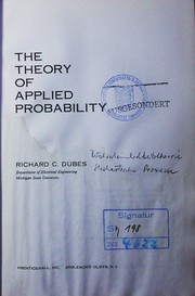 Cover of: The theory of applied probability by Dubes