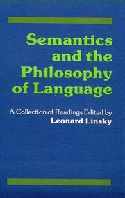 Semantics and the philosophy of language by Leonard Linsky