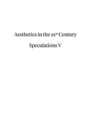 Cover of: Speculations V: Aesthetics in the 21st Century