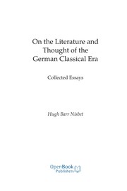Cover of: On the Literature and Thought of the German Classical Era: Collected Essays
