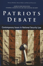 Cover of: Patriots Debate by Harvey Rishikof, Stewart Baker, Bernard Horowitz
