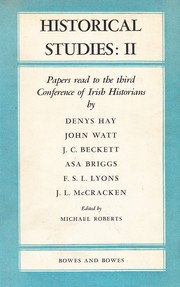 Cover of: Historical Studies: papers read before the Third Conference of Irish Historians