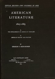 Cover of: American literature: 1607-1885