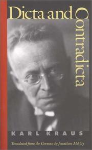 Cover of: Dicta and contradicta by Karl Kraus