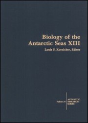 Cover of: Biology of the Antarctic Seas XIII