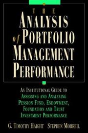 Cover of: The analysis of portfolio management performance by G. Timothy Haight