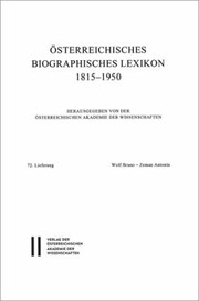 Cover of: Österreichisches Biographisches Lexikon 1815-1950 / Österreichisches Biographisches Lexikon 1815-1950 : 72. Lieferung by Österreichische Akademie der Wissenschaften, Österreichische Akademie d. Wissenschaften