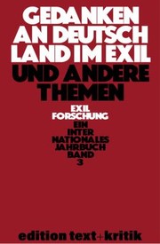 Cover of: Gedanken an Deutschland Im Exil und Andere Themen by Thomas Koebner, et et al., Thomas Koebner, et et al.