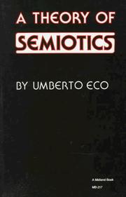 Cover of: Theory of Semiotics (Advances in Semiotics) by Umberto Eco