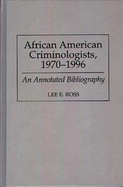 Cover of: African American Criminologists, 1970-1996