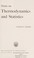 Cover of: Notes on thermodynamics and statistics