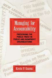 Cover of: Managing for accountability: preserving the public trust in public and nonprofit organizations