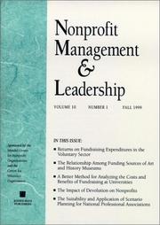 Cover of: Nonprofit Management & Leadership, No. 1, Winter 2000