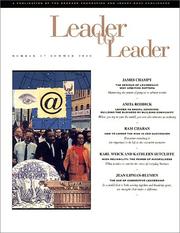 Cover of: Leader to Leader (LTL), Summer 2000 (J-B Leader to Leader Institute/PF Drucker Foundation)